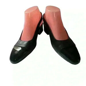 BeautiFeel Women’s Black Patent Leather Cap-Toe Sling Back Pumps Shoes 39/8-8.5